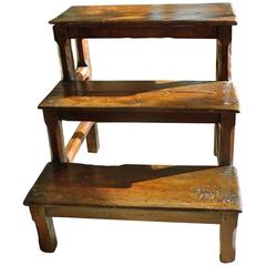 Antique French 19th Century Small Three-Step Ladder