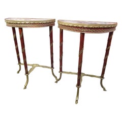 Antique Fine Pair of French Louis XVI Mahogany and Gilt Bronze Gueridon Tables