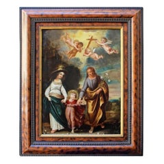 17th Century Return from the Flight to Egypt Religious Painting Oil on Copper