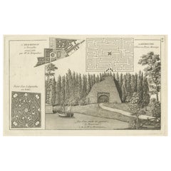 Copper Engraving Showing a Labyrinth & the Hermitage of Versailles France, 1776