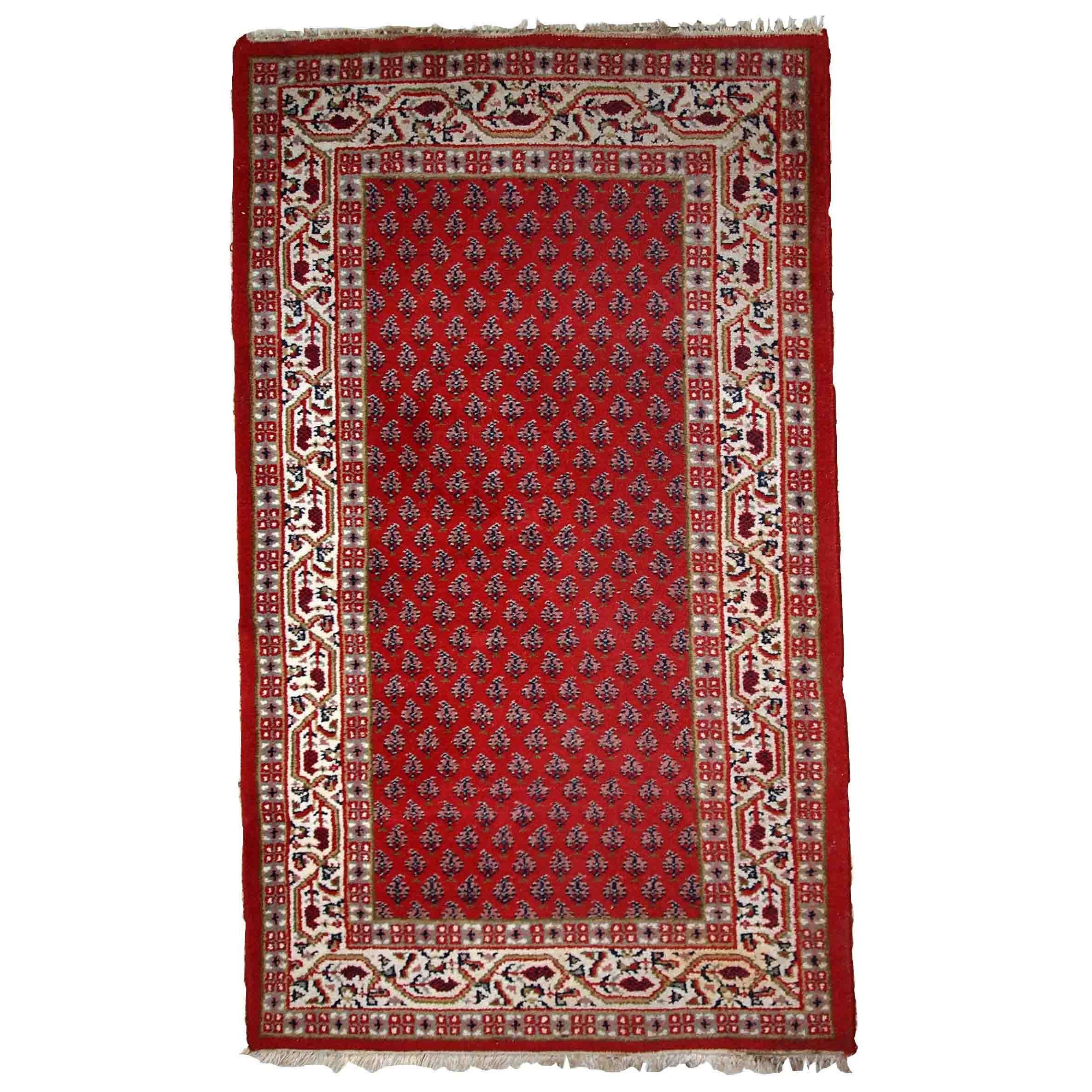 Handmade Vintage Indian Seraband Rug, 1970s, 1C767 For Sale
