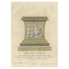 Rare Antique Engraving of a Large Ornamental Bacchic Altar or Pedestal, 1740