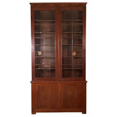 Antique Tall Glass Door Georgian Bookcase Cabinet
