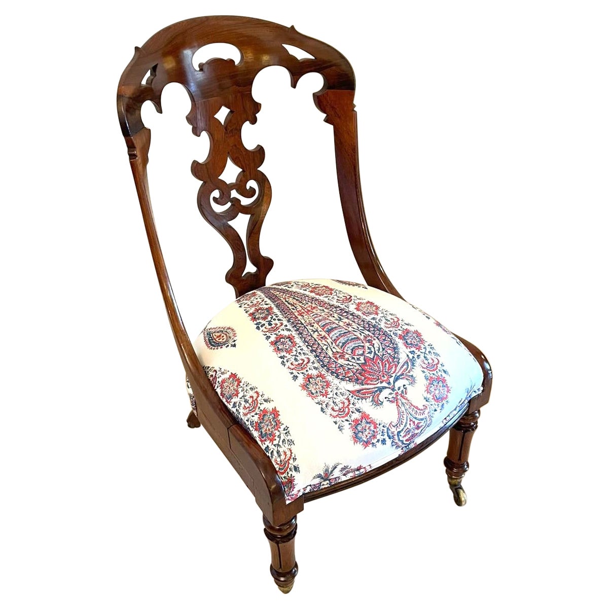 Antique Victorian Quality Rosewood Side Chair For Sale