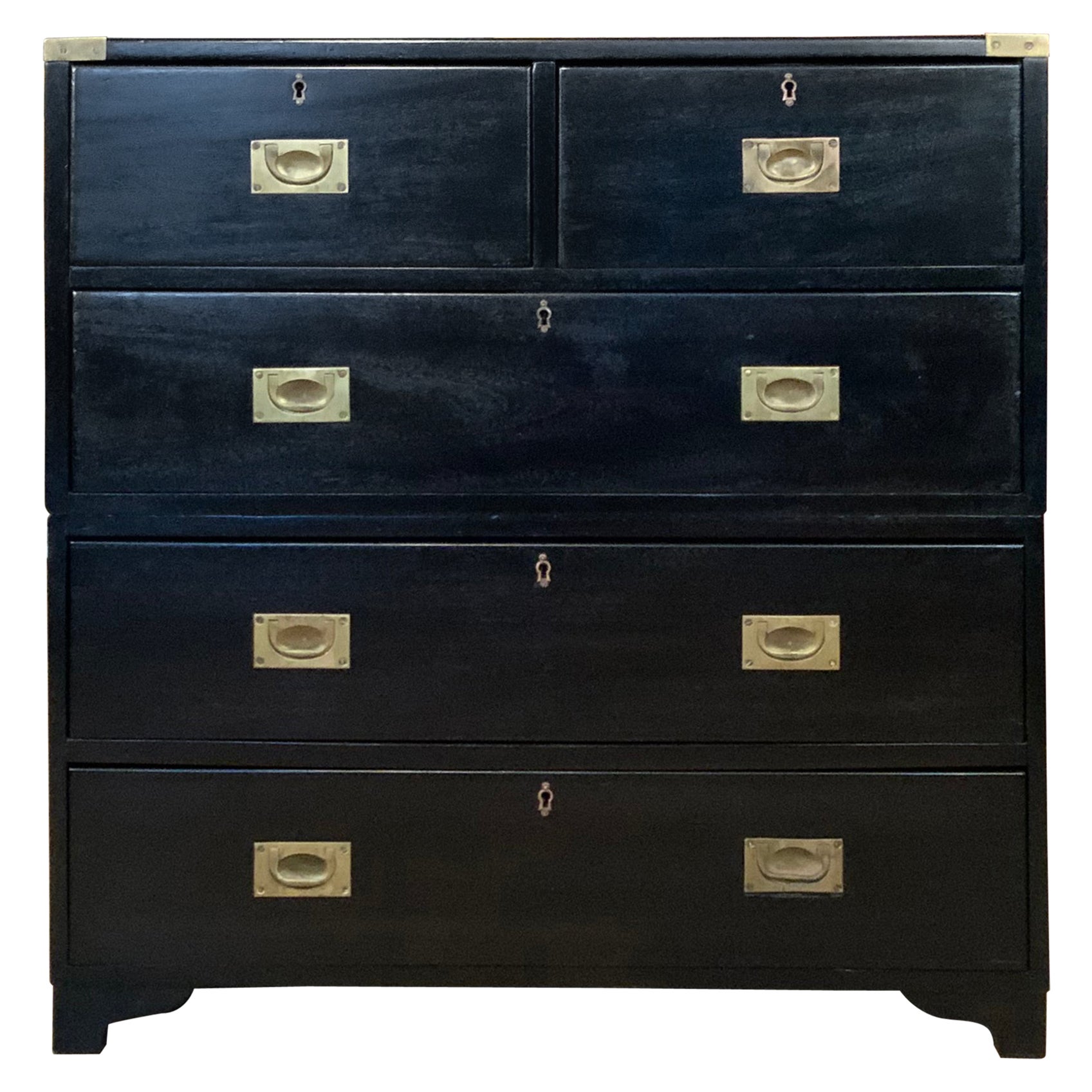 19th Century British Campaign Chest on Chest at 1stDibs