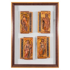 Four Evangelists, 12th Century, Gold Gilded and Polychromed Carved-Wood Purcha