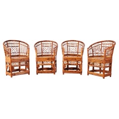 Set of Four Brighton Pavilion Style Bamboo Armchairs