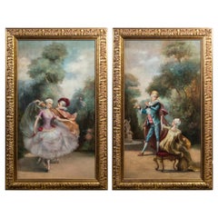 Pair of Oil on Canvas Paintings in the French Romantic Manner