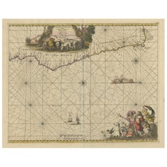 Antique Map of the Coast of Angola Up to Port Elizabeth in South Africa, 1675