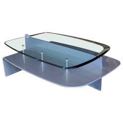 Table basse personnalisée de Krueck & Sexton, Chicago, 1986, verre, acier et chrome