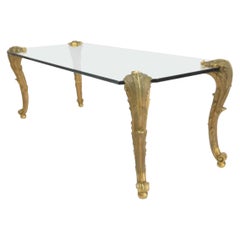 Wonderful P.E. Guerin Gilt-Bronze Cartouche Glass Louis XV Coffee Cocktail Table