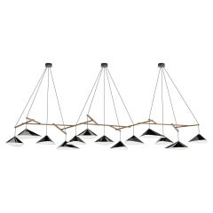 Monumental Daniel Becker 'Emily 13' Chandelier in Glossy Black for Moss Objects