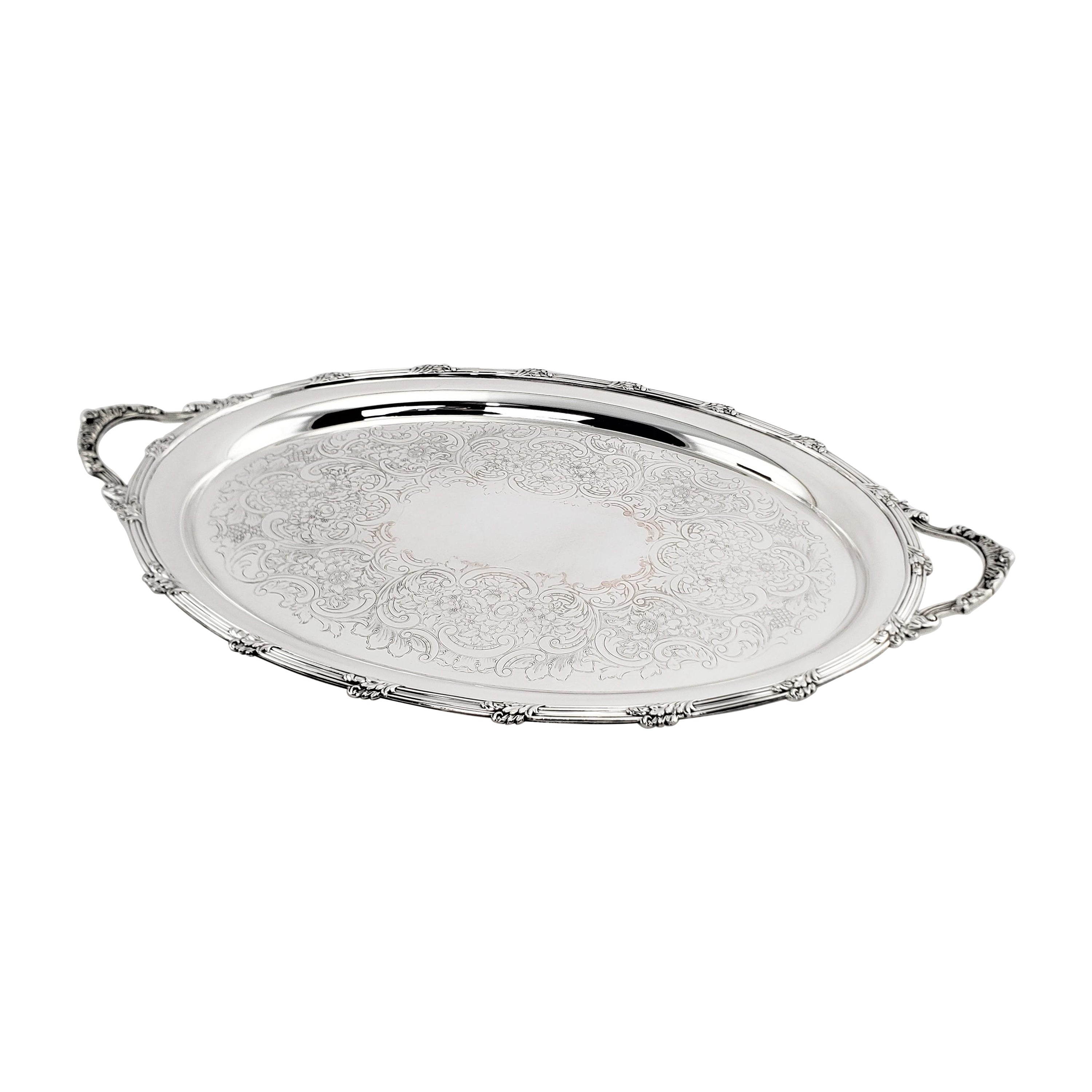 Large Antique Barker-Ellis English Oval Silver Plated Serving Tray