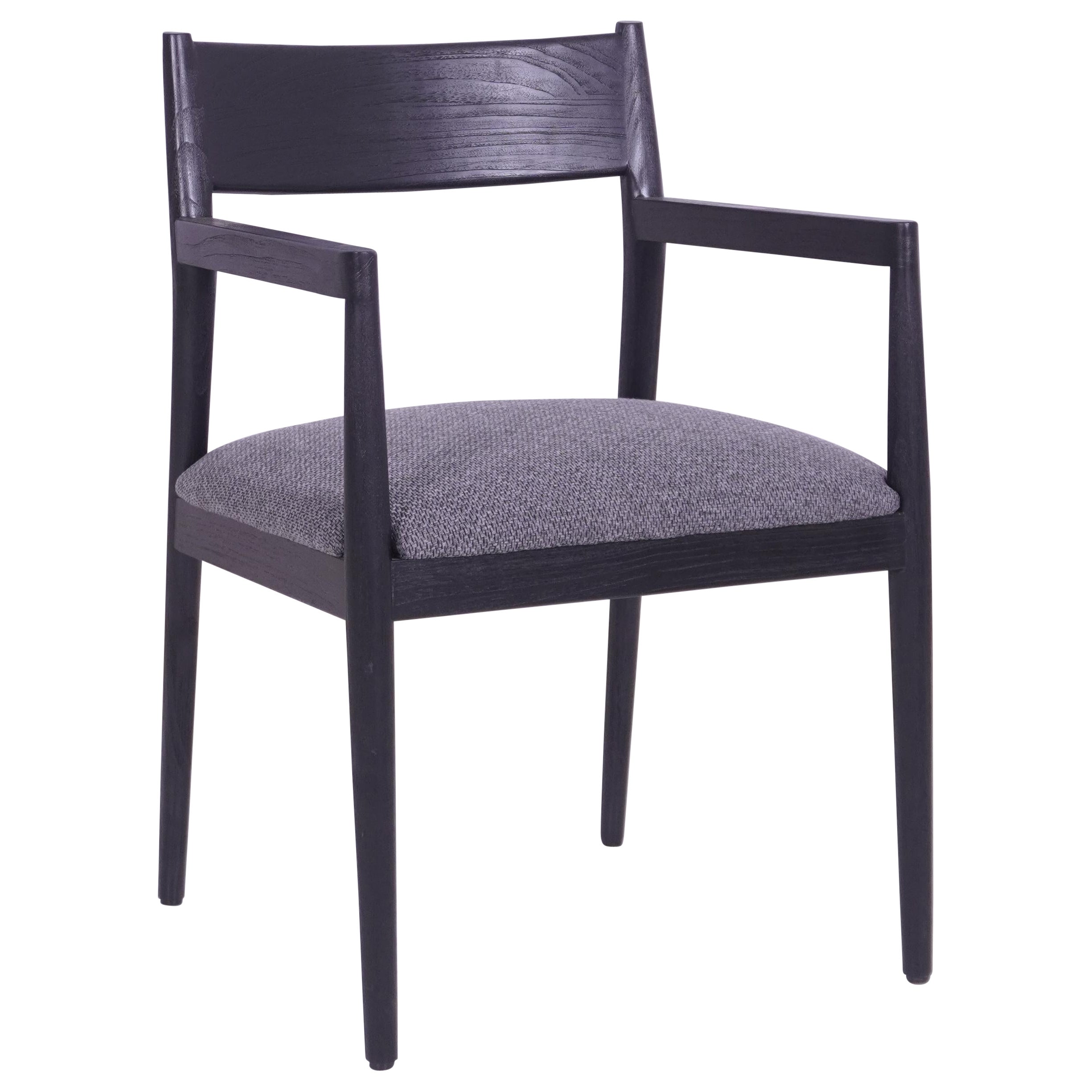 Harper Dining Chair Armchair, Teak Wood in a Black Finish. Set of 6 chairs For Sale