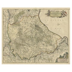 Antique Beautiful Map of Arnhem and the Veluwe Region, Gelderland, The Netherlands, 1690