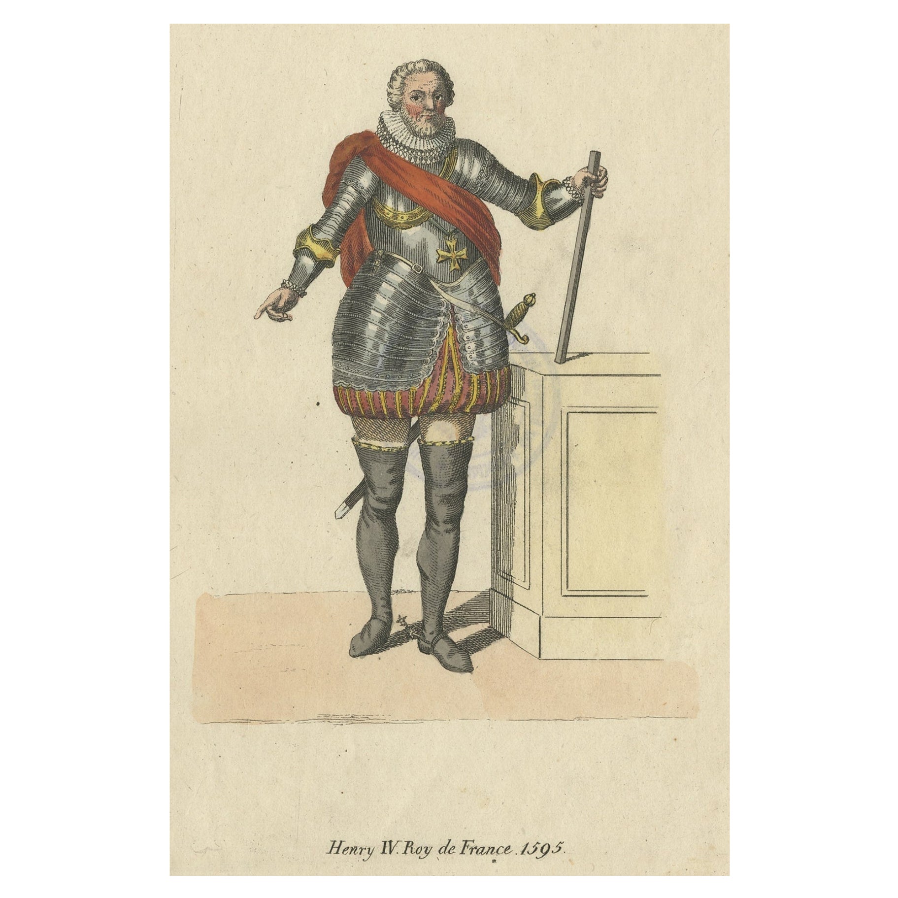 Old Print of King of France Henry IV or Good King Henry or Henry the Great, 1805