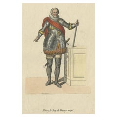 Antique Old Print of King of France Henry IV or Good King Henry or Henry the Great, 1805