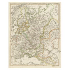 Original Antique German Map of the Russian Empire in Europe, ca.1825