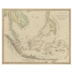 Carte ancienne originale des Indes orientales néerlandaises, aujourd'hui Indonésie, vers 1840