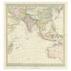 Carte ancienne d'Asie du Sud, des Indes orientales et de l'océan Indien, vers 1840