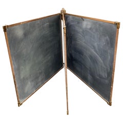 Set of Industrial Antique Slate and Bronze Fold-Out Chalkboards