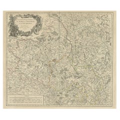 Large Antique Map of the Region of Berry, Nivernois & Bourbonnais, France, 1753