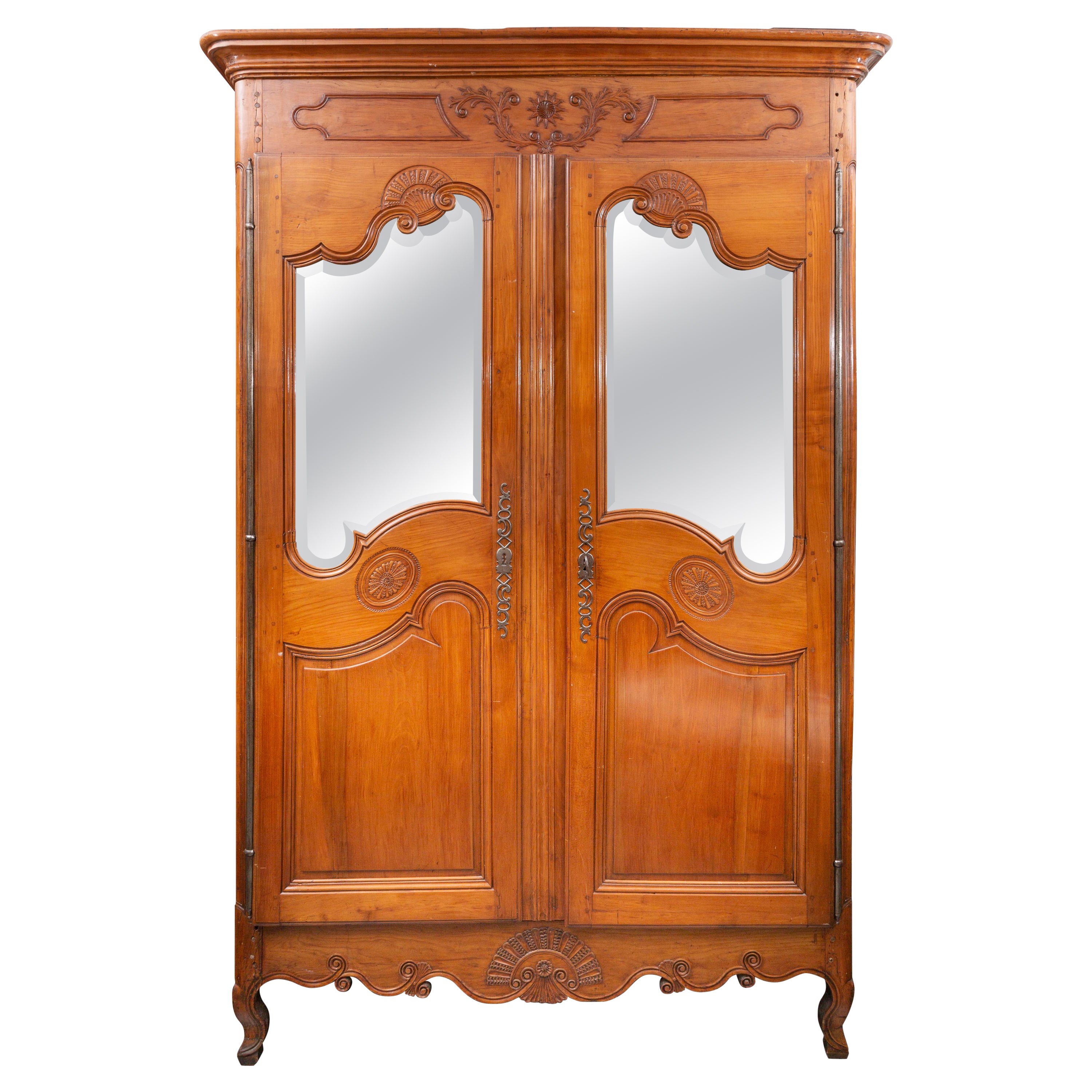 18th Century Louis XV Fruitwood Armoire For Sale