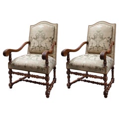 Pair of 19th Century English Upholstered Library Chairs