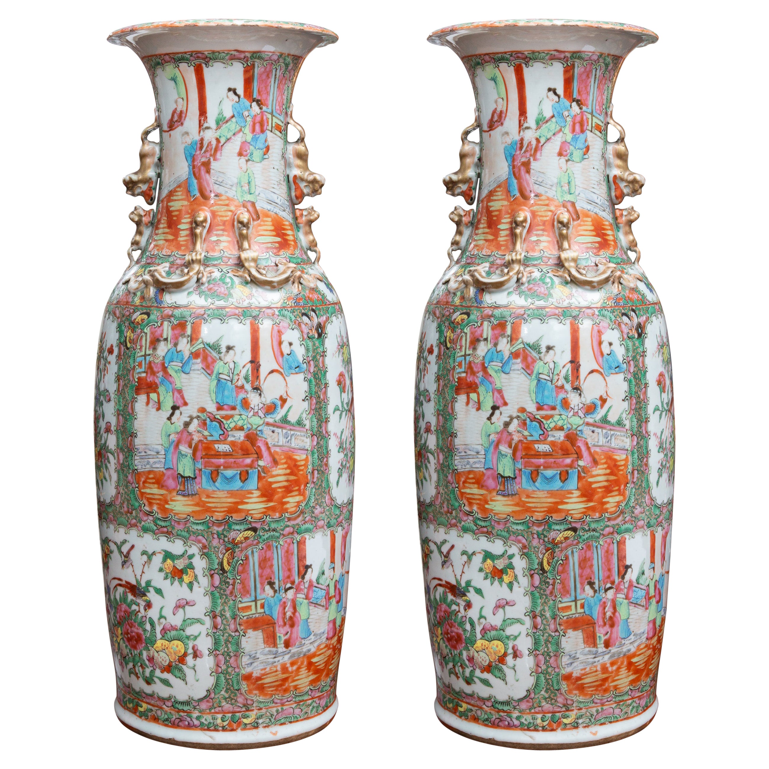 Pair of Rose Medallion Vases