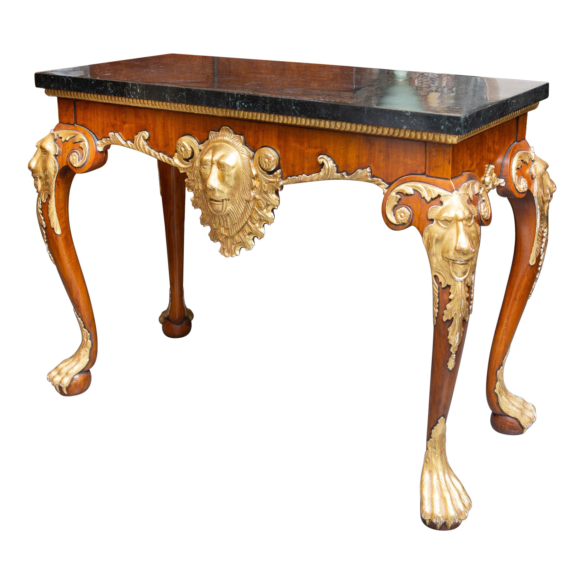 Regency Style Console Table with Gilt Decorations For Sale