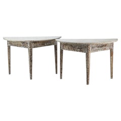 Pair of Late 19th or Early 20th Century Swedish Demi Lune Tables