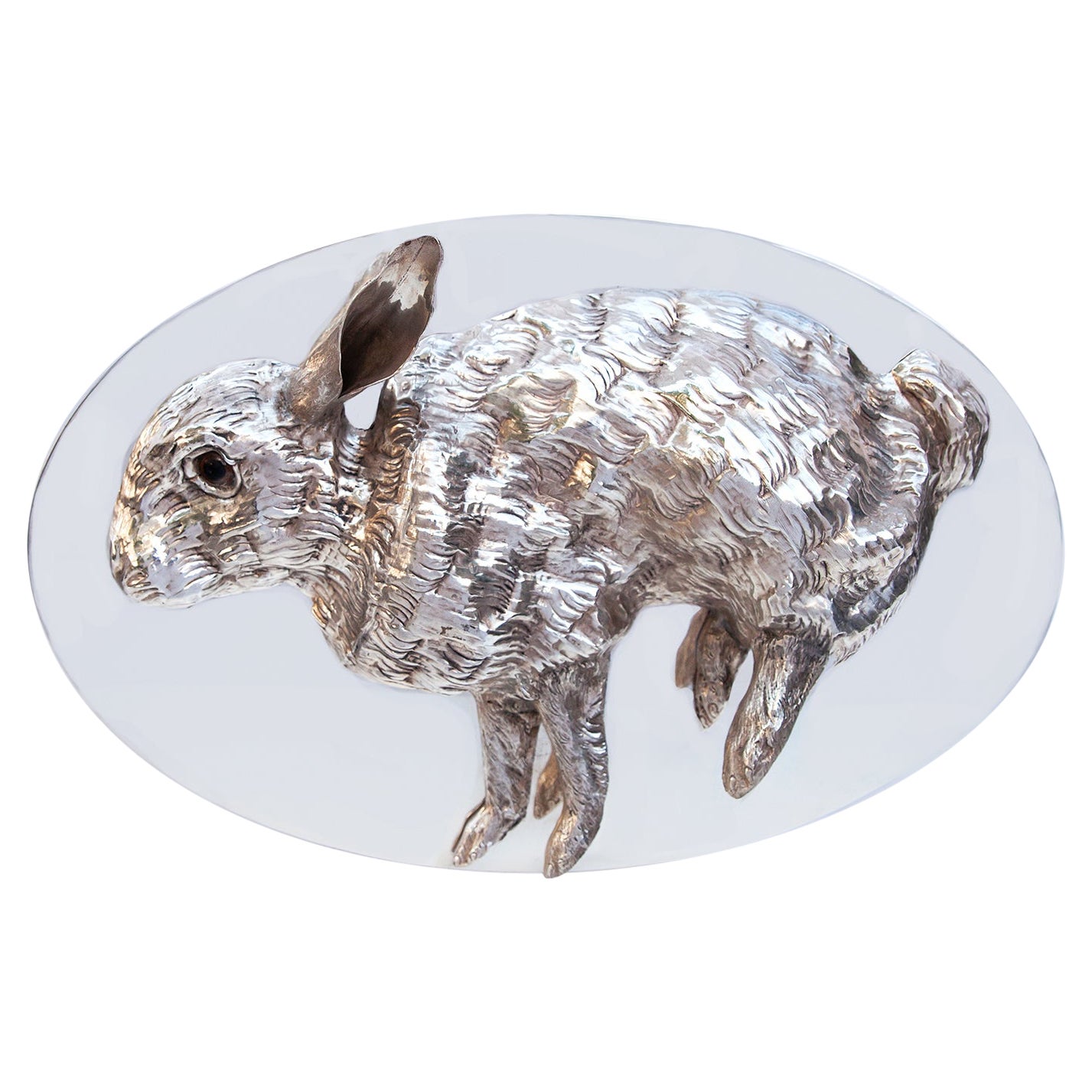 Franco Lapini Silver Plated Rabbit Serving Plate Italy 1970s For Sale