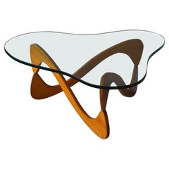 José Zanine Caldas, "Infinity" Coffee Table, Peroba Plywood, Glass, Brazil 1955