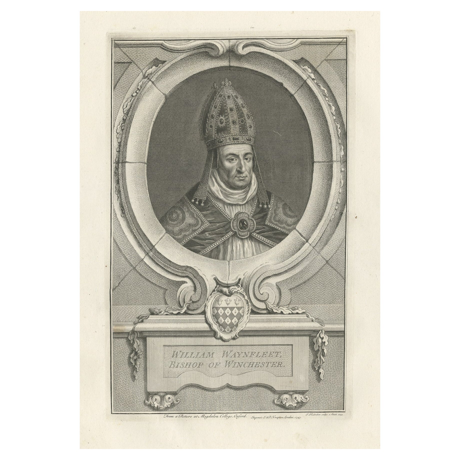 Bishop William Waynflete, Founder of Magdalen College School in Oxford, ca.1750 For Sale