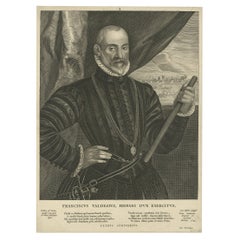 Very Rare Print of Franciscus Valdesius, Commander of the Spanish Troops, 1649