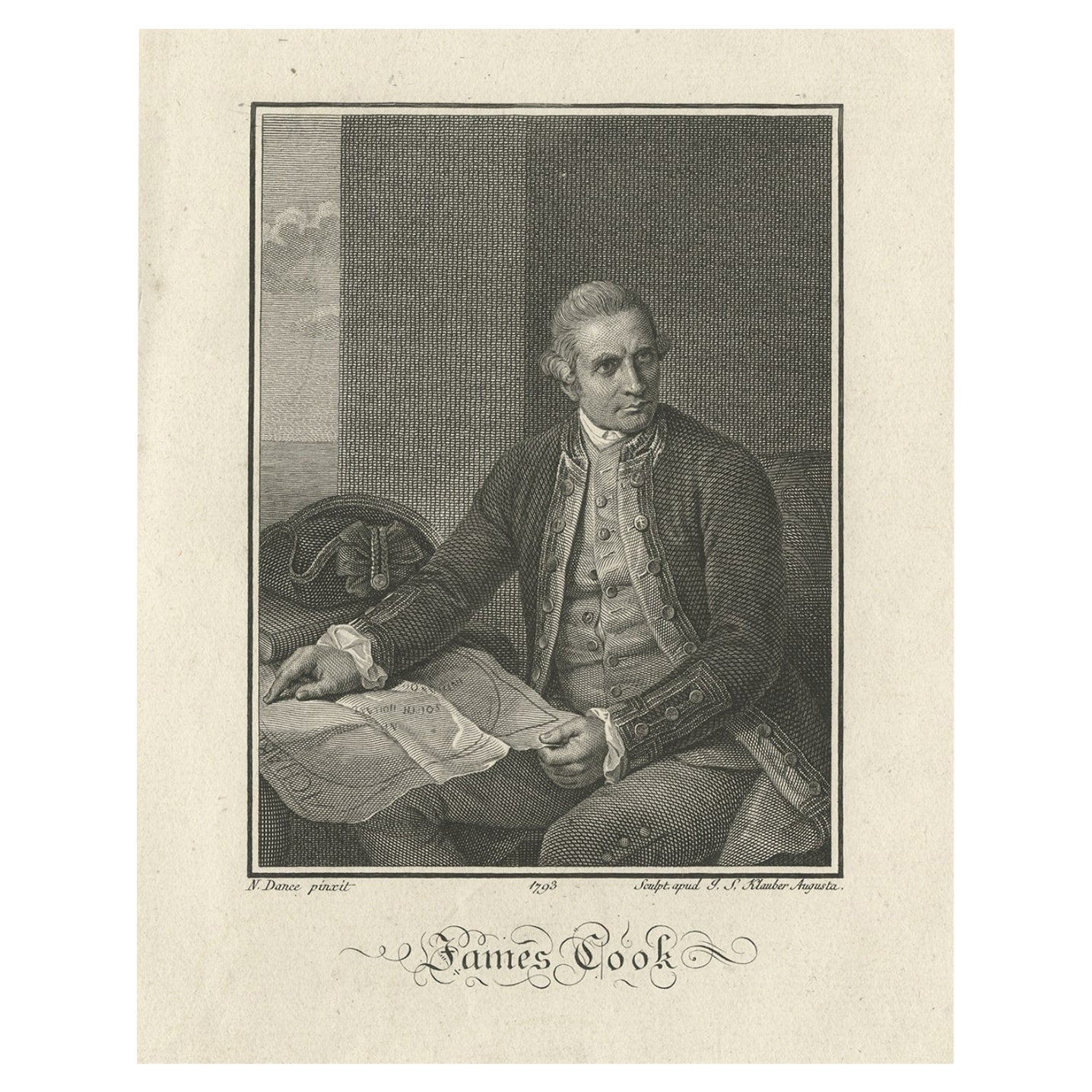 Antique Portrait of James Cook, 1803 For Sale