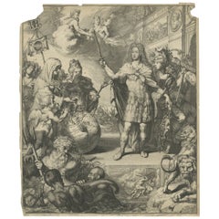Rare Print of Archduke Charles of Austria Showing California as an Island, 1704