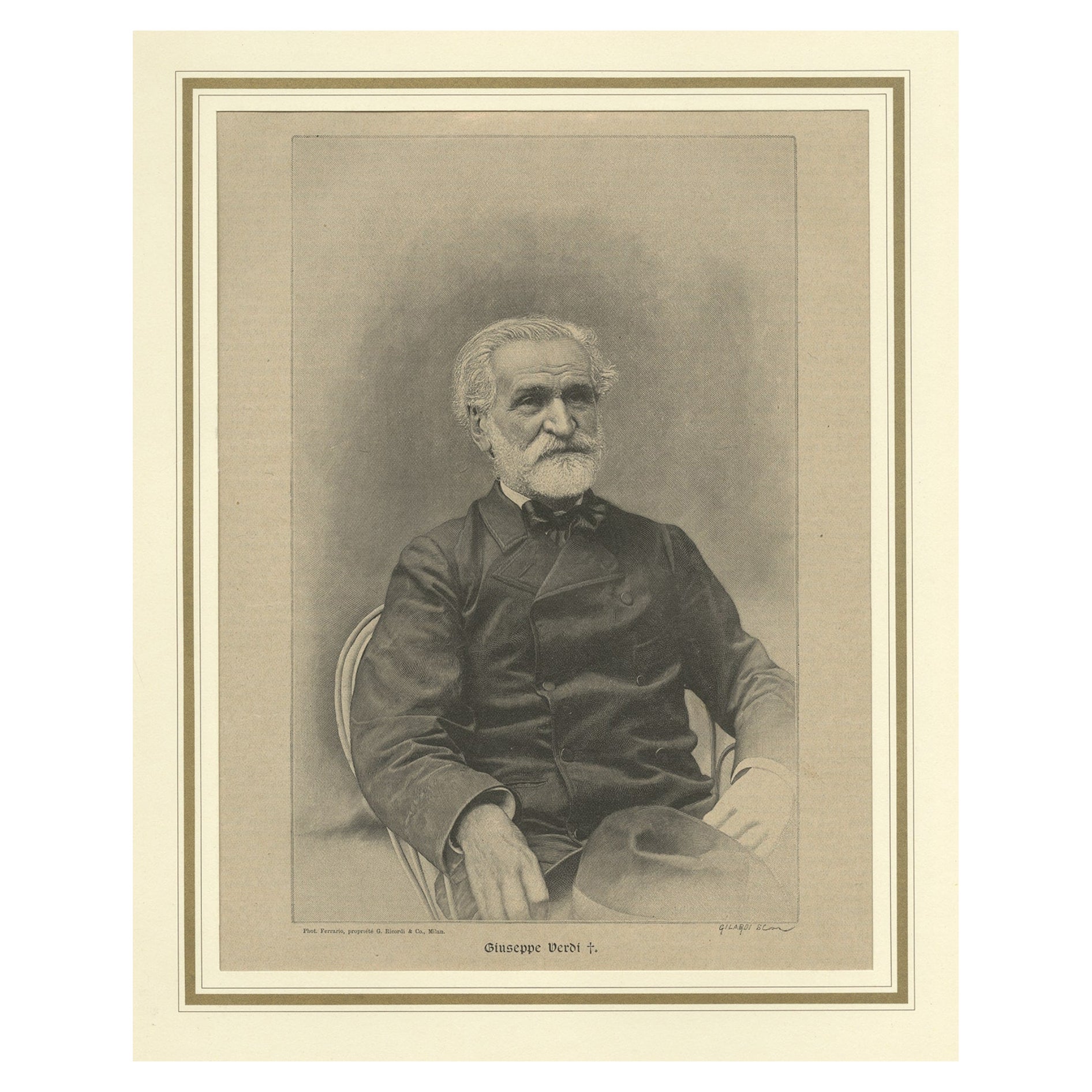 Portrait ancien de Giuseppe Verdi, compositeur d'opéra italien, 1901