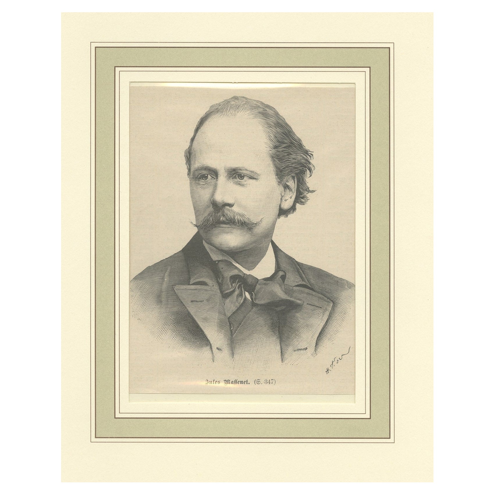 Antique Print of Jules Massenet, French Composer Who Wrote Over 30 Operas, 1892