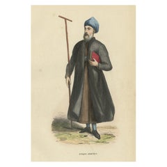 Antique Hand-Colored Print of an Armenian Bishop, 1845