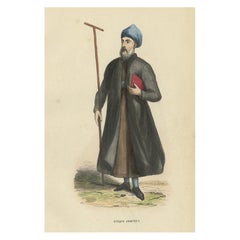 Impression antique colorée à la main d'un évêque arménien, 1845
