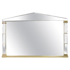 Large Bevelled Gilt Pediment Top Overmantle Mirror