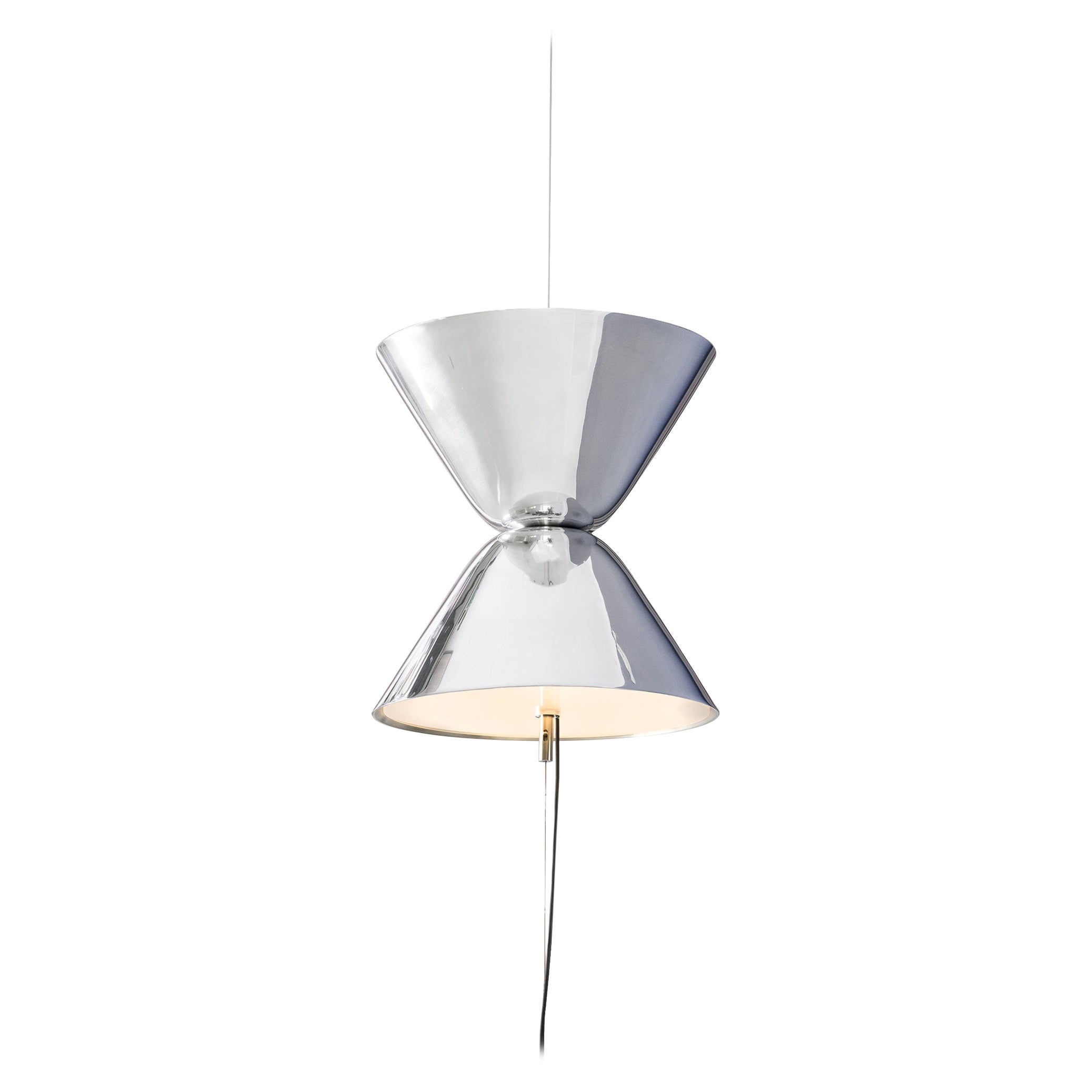 Lampadaire suspendu Aureole Daniel Becker en aluminium poli pour objets mousse