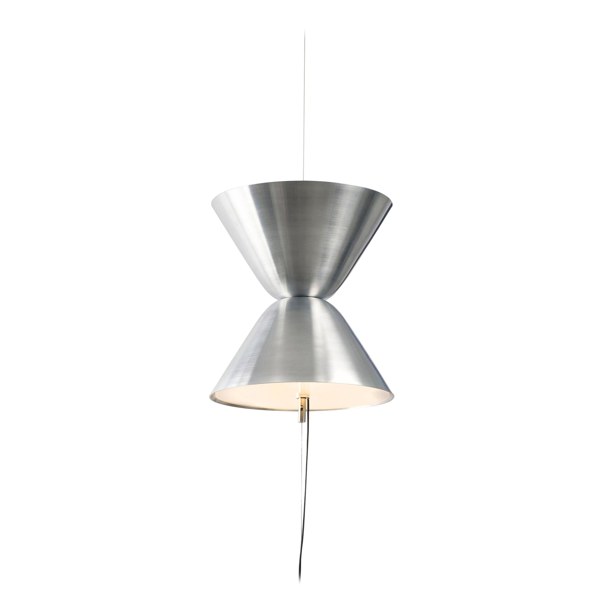 Daniel Becker Aureole Suspended Floor Lamp in Brushed Aluminum for Moss Objects For Sale