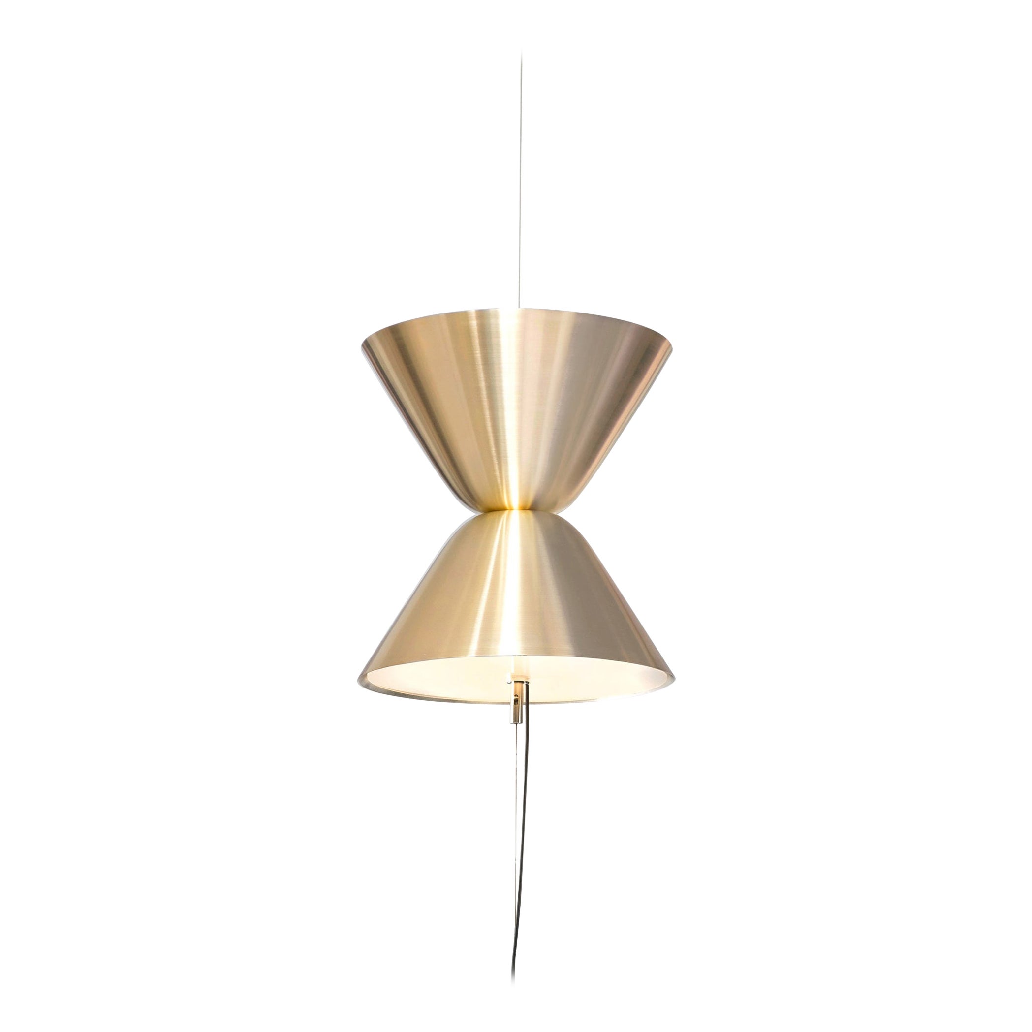 Lampada da terra a sospensione 'Aureole' di Daniel Becker in ottone spazzolato per Moss Objects