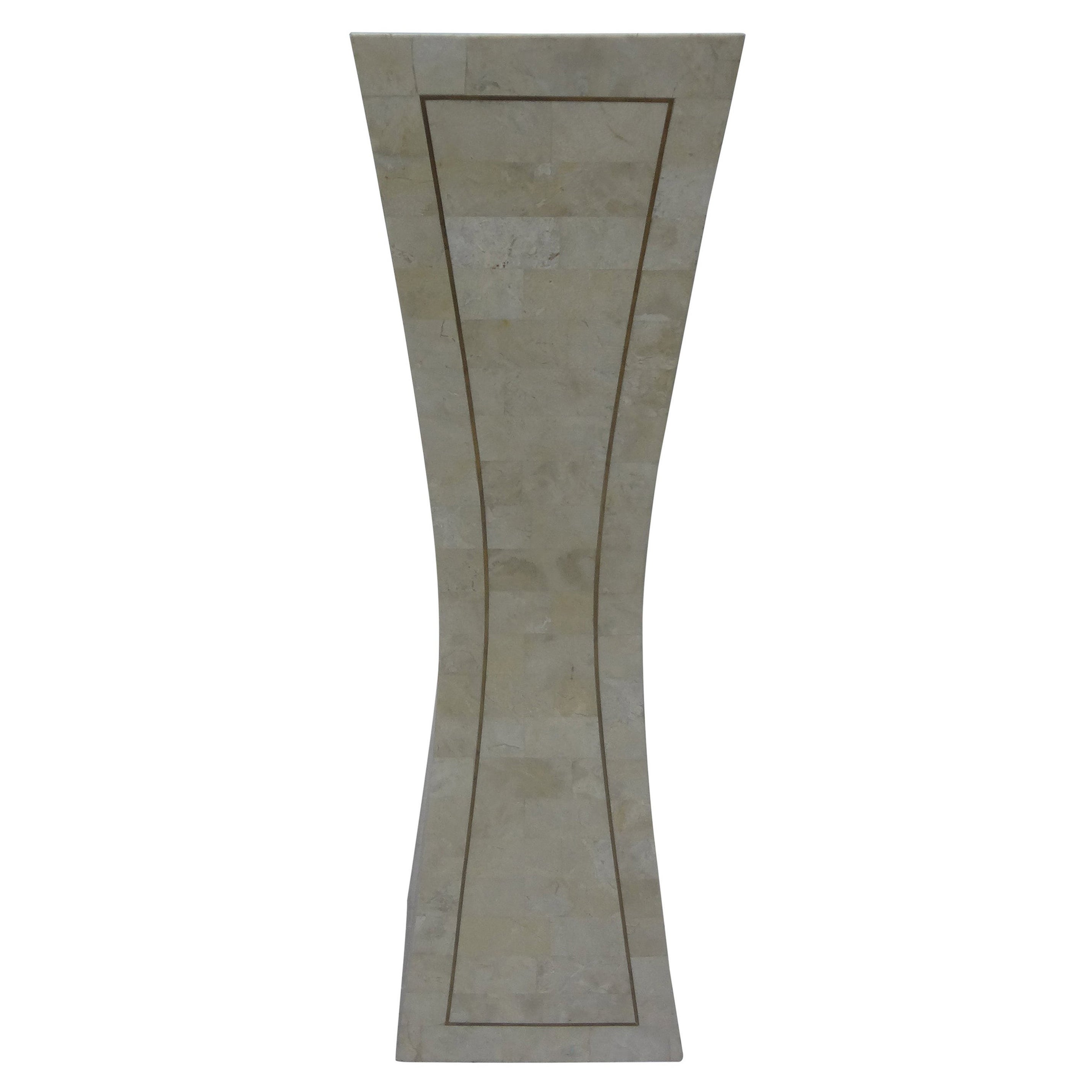 Large Tessellated Stone and Brass Pedestal