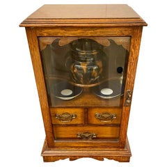 Antique Edwardian Oak Smokers Cabinet