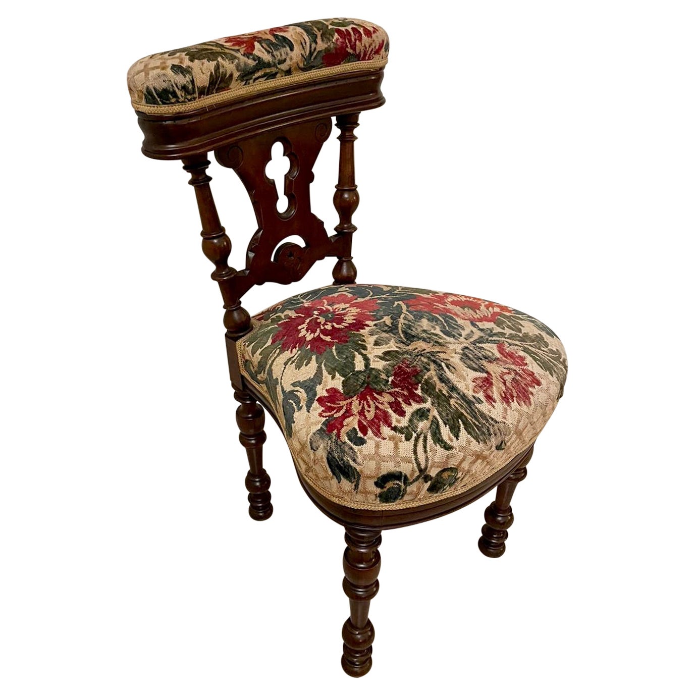 Unusual Antique Victorian Oak Side Chair For Sale