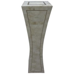 Post-Modern Karl Springer Style Tessellated Stone And Brass Pedestal