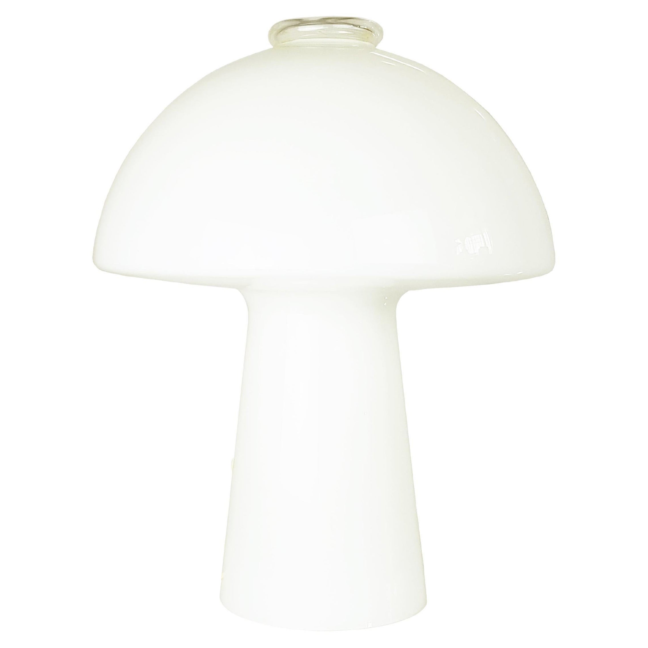 Large Italian White & Clear Murano Glass "Mushroom" Table Lamp